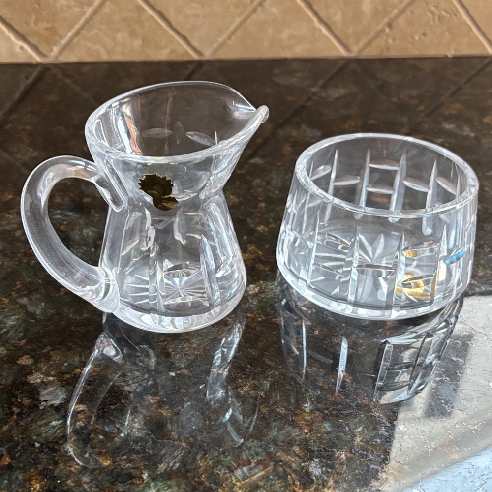 Waterford Crystal Cut Glass Creamer and Sugar Set